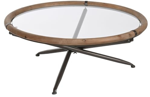 Home ESPRIT Mesa de Centro Cristal Madera de Abeto 100 x 100 x 40 cm