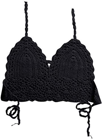 Kielsjajd Häkeln Bikini Top Damen Strick Häkeln Bikini Push up Bikini Tops Bikini Oberteile Neckholder Badeanzug Bademode Tank Tops Strand Bikini Neckholder Bandeau Crop Bikini Top