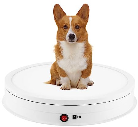 360° Drehbarer Displayständer 42cm 50kg Drehteller Elektrisch Fernbedienung für Fotografie Produktanzeige, die Präsentation von Schmuck, Uhren ect. 100-240V Weiß