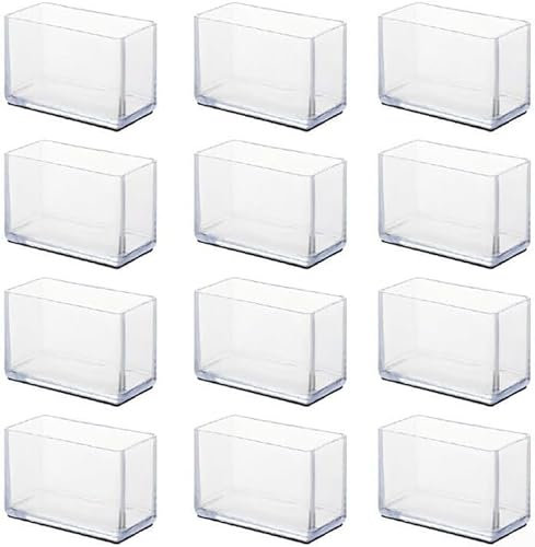 Stuhlbeinkappen, rechteckig, PVC, transparent, Möbelfüße, Pads für Hartholzböden, Tischbeinkappen, Weiß, 12 Stück (20 x 40 mm)