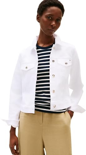 Tommy Hilfiger Damen Jeansjacke Slim Fit, Weiß (Th Optic White), 38