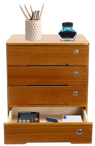 Ecoggeder 4-Etagen Schubladenschrank aus Holz Schubladen-Organizer 40 * 28 * 40.5 cm Hölzerne Schreibtisch-Aufbewahrungsbox für Büro, Arbeitszimmer, Schlafzimmer