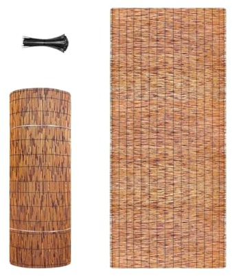 MObyat Bambus-Sichtschutz for Den Außenbereich, 600CM 650CM Schilfrohrzaun, Sichtschutzwand Auf Der Hinteren Terrasse, Bambus-Rollos, Handgewebt, Sonnenschutz(70x600cm/2.3x19.7ft)