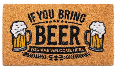 LUA VIKA Coir Doormat - Beer - 40x70 cm - Outdoor Door mat - Front Door mat outside - Funny Doormats outside