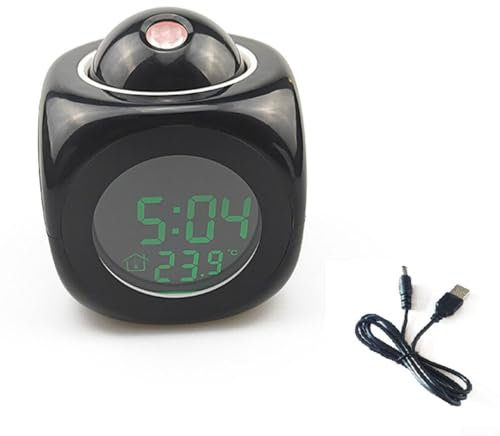 Personalized Projection, Voice Reporting Temperature, Multiple Alarms Alarm Clock (black+USB)
