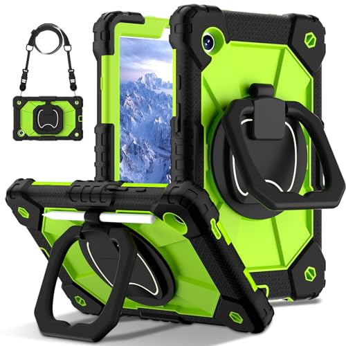 ERDARARIPRO Tablet Case for Samsung Galaxy Tab A9 8.7 inch (SM-X115N)(2023), Kids Friendly Universal Protective Cover with Kickstand, Handle, Shoulder Strap for Kids Man Black Yellow Green