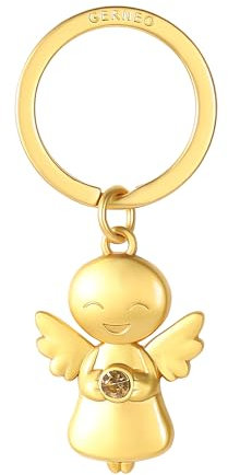 GERNEO® Porte-clés ange gardien Claire - Porte-bonheur avec pierre brillante protectrice en or, or rose ou argent, or