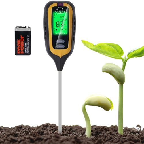CUBETA Feuchtigkeitsmessgerät Pflanzen, Boden Feuchtigkeitsmesser 4-in-1 für Feuchtigkeit/Licht/pH/Temperatur, für Gartenarbeit, Rasen, innen