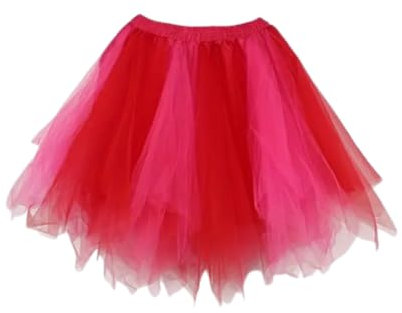 Boolavard Adulte Femmes 80's Tutu Jupe Couches Tulle Jupon Halloween Tutu (FR/ES, Alpha/Lettres, XXL, 3TG, Taille Normale, Taille Normale, Rouge Rose)