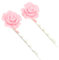 bluebubble ENGLISH ROSE 2 Pcs Solid Colour 22mm Flower Hair Clip Slide Pin on Gift Card (Candy Pink)