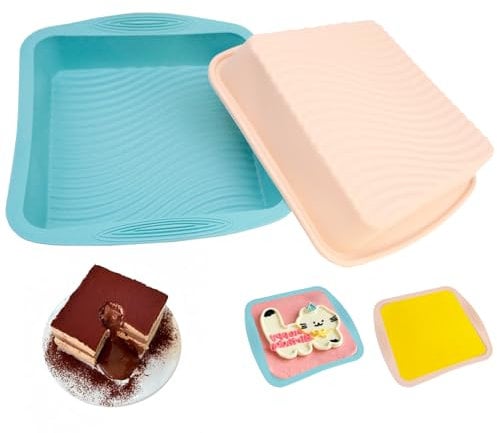 HVIHWI 2 Stück Silikon Backform Quadratisch, Antihaft Backformen Silikon, Kuchenform Silikons Brotbackform Silikonform für Käsekuchen Backformen Set für Brownies, Käsekuchen (26×21×5cm)