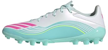 adidas Unisex F50 Messi League 2G/3G Artificial Ground Football Boots, FTWR White/Lucid pink/Flash Aqua, 40 EU