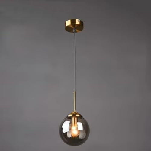 Kikioo Lustre moderne en métal de luxe nordique créatif transparent/fumé gris/ambre boule de verre lampe suspendue cluster e14 îlot de cuisine salon salle à manger chevet simple lampe suspendue
