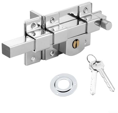 Serratura di sicurezza vintage con 2 chiavi per porte e cancelli, 185 x 67 mm, antiruggine, antifurto (sinistra)