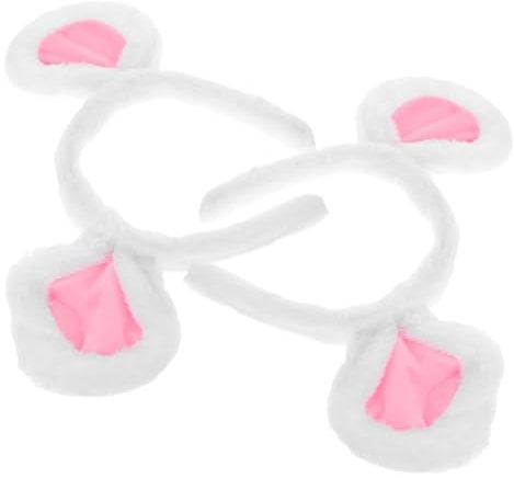 2pcs Fuzzy White Mouse Ears Headband Cute Plush Costume Accessory for Halloween Dress Up Fun Animal Theme for Adults for Themed Events and Parties