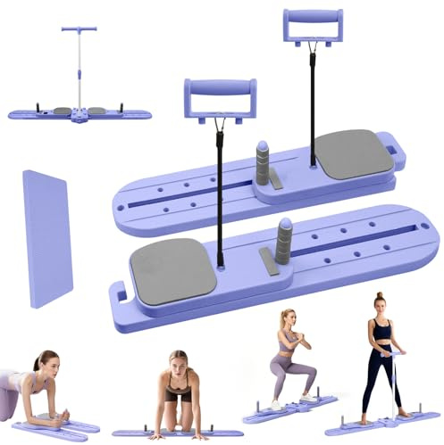 Pilates Reformer Board, 6-in-1 Pilates-Reformer, Multifunktionales Pilates Fitness Board mit Skimaschine, Widerstandsseil, Liegestützstange, Hebehandlauf für Anfänger & Profis