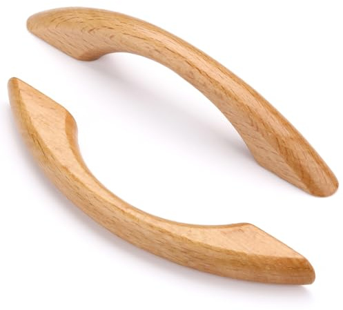 Ndjiloik 10 Stück Schrankgriffe Holz Möbelgriffe Küche Türgriff Griff für Schranktüren Holz Bogengriff mit Schrauben Lochabstände 96mm