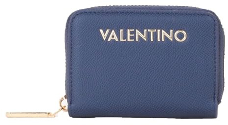 Valentino étui pour Carte de crédit FAE Re Zip Around Card Case Blu Bleu Marine