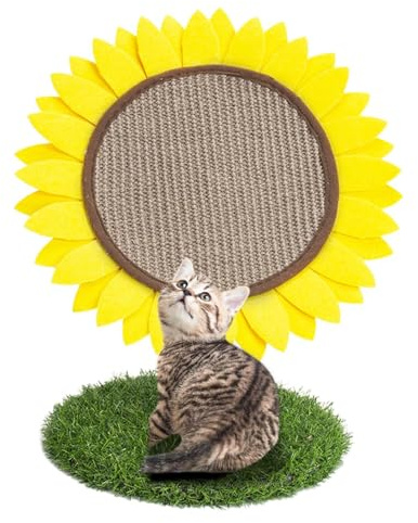 Rascador de girasoles para gatos, rascador de flores, poste rascador para gatitos, rascador para gatos pequeños, árbol cubierto de sisal, flores, muebles para gatos, torre de actividades interactivas