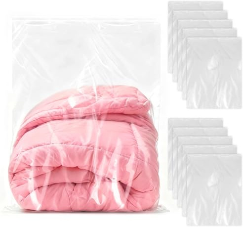 10 Pezzi Sacchetti con Cerniera Extra Grandi Borse da Viaggio Trasparenti | 60 x 80 cm Sacchetto Sigillato, Multifunzione Organizer Sacchetti in Plastica Trasparente Richiudibili per Vestiti