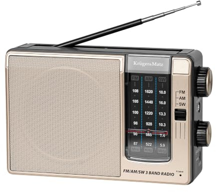 Krüger&Matz Radio Tragbare Analog Leistung 3W AM/FM/SW Akku 800mAh Teleskopantenne Jack 3.5KM0830