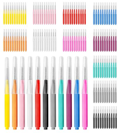 ALONK 121 Stück Interdentalbürsten Set, 11 Farben, Verschiedene Größen für Gründliche Zahnzwischenraumreinigung
