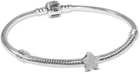PANDORA Damen-Armband Geschenkset Silber mit Mini Stern matt 21512 | Schmuck Bundle Armband mit Charm für Frauen 925 Sterlingsilber modisch & modern