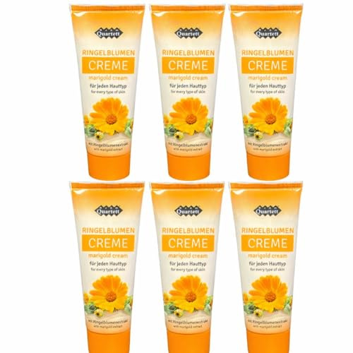 Quartett Ringelblumen Creme mit Ringelblumenextrakt, Feuchtigkeitspflege für jeden Hauttyp, 6x75 ml