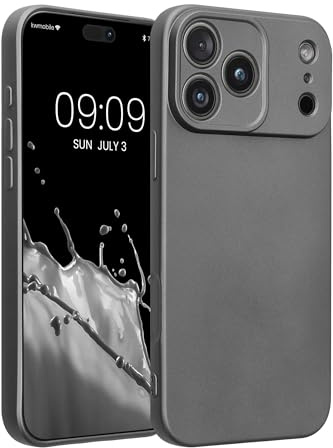 kwmobile Handyhülle für Apple iPhone 17 Pro Max Hülle - weiche Silikon Case metallisch schimmernd - Schutzhülle Cover - Metallic Grau