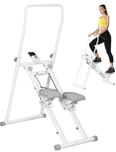 SPORTNOW Stair Stepper Verticale Stepper Fitness Casa Compatto Pieghevole | Vertical Climber, Manubri Regolabili a 3 Livelli, Display LCD, Allenamento Cardio Addominali Glutei Gambe Palestra