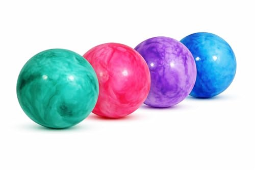 STUWU Marmor Ball 4er Set Ø 20 cm inkl. Ballnadel – Bunte Spielbälle für Kinder & Erwachsene – Wasserball, Garten, Strand & Freizeit