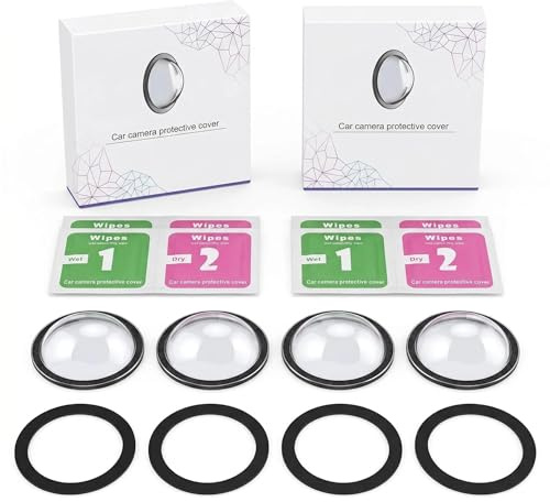 4 Pcs Car Camera Lens Protector for Pebble& Rain,Reversing Camera Protector 0.78inch Compatible, Anti-Scratch HD Clear Backup Camera Lens Cover with Easy Installation, Never Blur Your Vision Again, Fo