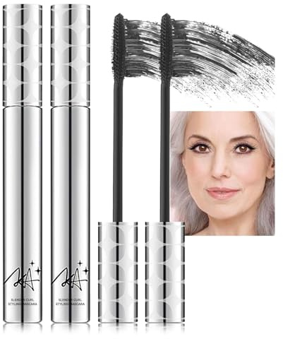 2er-Pack Schwarze Mascara für ältere Frauen–Wasserfeste Wimperntusche,Ideal für dünn werdende & alternde Wimpern,Spendet mehr Volumen und Länge,Sanft zu empfindlichen Augen