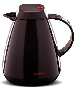 ROTPUNKT Isolierkanne 650 I 1,0 Liter I Glaseinsatz- Geschmacksneutral I Thermosflasche I Thermoskanne I 24h Heiß / 36h Kalt I Robust u. Langlebig I schadstoffrei I Black Cherry
