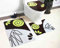 Home Must Haves Bad-Set, 3-teilig, schwarzes Blattmuster, Badezimmerteppich (45,7 x 73,7 cm), große Konturmatte (45,7 x 48,3 cm), Deckelbezug (45,7 x 45,7 cm)