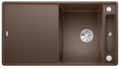 BLANCO AXIA III 5 S-F | Granitspüle aus SILGRANIT cafe | mit | [90,5x50x20,2 cm] | für 50 cm breite Unterschränke | mit Glasschneidbrett | Reinigungsfreundlich | Einbauart: Flächenbündig