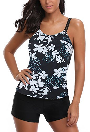 AYEEBOOY Femme Tankini Bikini Maillot de Bain 2 pièces Sexy Mode avec Bikini Grande Taille(3bluephp,3XL)