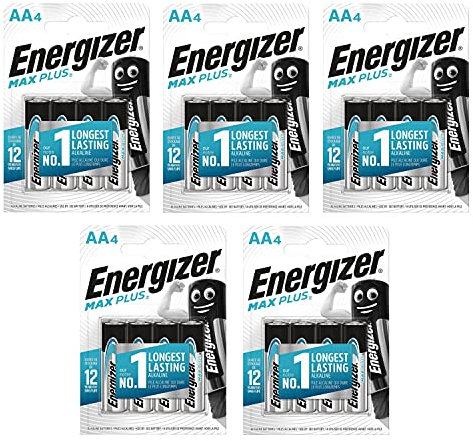 ENERGIZER Set di 5 blister da 4 batterie Alcaline MAX PLUS AA / LR6 1,5 V