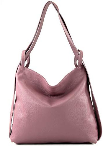 modamoda de - T192 - ital. Zaino da donna 2in1 in pelle (Rosa Antico)
