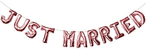 Oblique Unique® Just Married Folien Luftballon Girlande Banner in Roségold für Hochzeit Hochzeitsfeier Hochzeitsdeko Feier Deko Dekoration