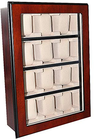 Uhrenvitrine Wandvitrine für 12 Uhren braun Schaukasten Uhrenbox