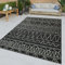 TT Home Flachgewebter In-& Outdoor Teppich Abstraktes Muster Orientalisch Schwarz Modern, Größe:160x220 cm