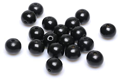 Runde Holzperlen, 20 mm, Schwarz, 50 Stück, natürliche Holzperlen, lose Abstandshalter für Girlanden, Schmuckherstellung, Heimdekoration (4 mm Loch)