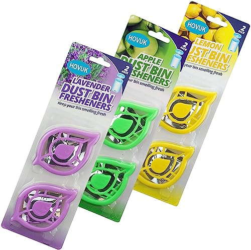 6Pcs Bin Fresheners for Kitchen Scented Air Freshener Self Adhesive (Apple, lavender and lemon), 2x Each Falvour Odour Eliminator Air Fresheners