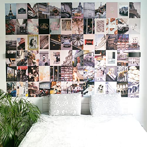 Flamingueo Wanddeko - 100 Fotowand, Deko Schlafzimmer, Poster Set, Zimmer Deko Mädchen Teenager, Wandbild, Deko Schlafzimmer, Poster Vintage, Ästhetik Deko, Fotovorhang (Paris)