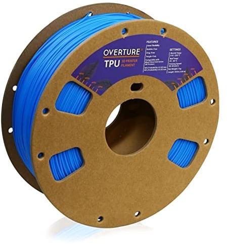 OVERTURE TPU Filament 1.75 mm, Flexible TPU Rolle Weiches 3D-Drucker Filament, 95A 1kg Spule (2.2 lbs), Maßgenauigkeit +/- 0,02 mm (Digitalblau)