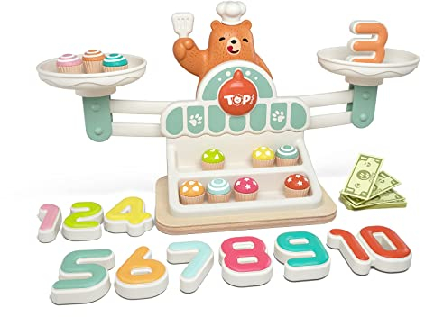 TOP BRIGHT Mathematisches Spielzeug aus Holz für Jungen und Mädchen, ab 3 Jahren, Mathematik und Digitales Spiel für Kinder, Montessori STEM Lernspielzeug für Geschenk 3 4 5 Jahre