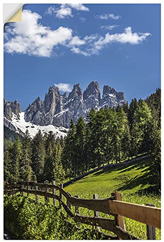 ARTland Wanddeko Wandtattoo selbstklebende Vinylfolie 40x60 cm Landschaftsbilder Südtirol Berge Alpen Wald Dolomiten Natur U2JE