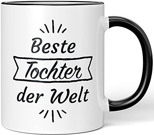 JUNIWORDS Tasse, Beste Tochter der Welt, Wähle Farbe, Schwarz