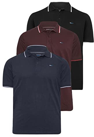 BadRhino Big & Tall 3 Pack Core Essential Everyday Tee Classic Collar Short Sleeve Polo Shirt Top - Men's Golf Longer Length 100% Cotton Multipack - M to 8XL Blue 4XL